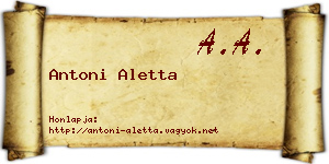 Antoni Aletta névjegykártya